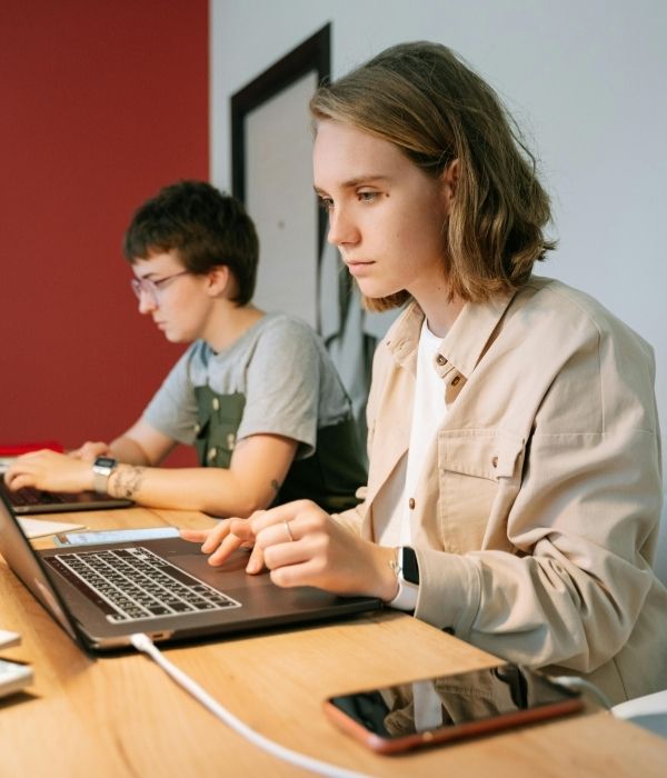Young person at laptop